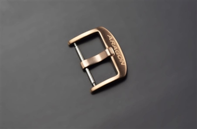Brushed IP rose gold leather strap buckle 22mm